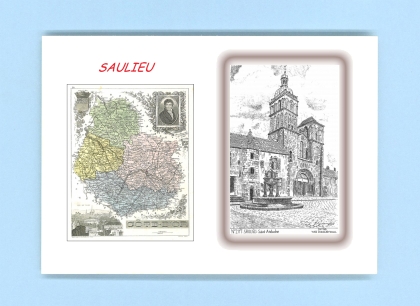 Cartes Postales impression Noir avec dpartement sur la ville de SAULIEU Titre : st andoche