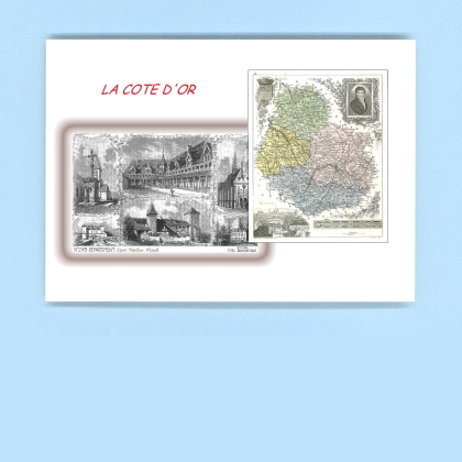 Cartes Postales impression Noir avec dpartement sur la ville de LA COTE D OR Titre : departement
