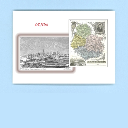 Cartes Postales impression Noir avec dpartement sur la ville de DIJON Titre : au XVIIIe siecle