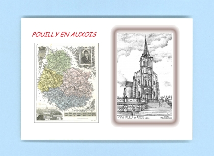 Cartes Postales impression Noir avec dpartement sur la ville de POUILLY EN AUXOIS Titre : eglise