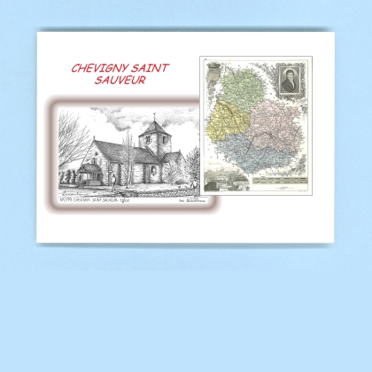 Cartes Postales impression Noir avec dpartement sur la ville de CHEVIGNY ST SAUVEUR Titre : eglise