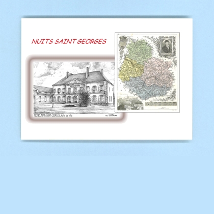 Cartes Postales impression Noir avec dpartement sur la ville de NUITS ST GEORGES Titre : hotel de ville