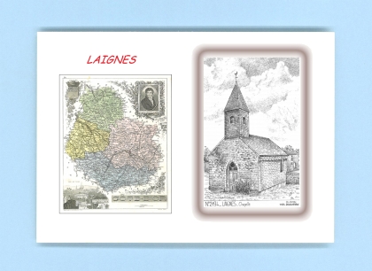 Cartes Postales impression Noir avec dpartement sur la ville de LAIGNES Titre : chapelle