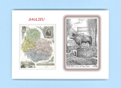 Cartes Postales impression Noir avec dpartement sur la ville de SAULIEU Titre : taureau de francois pompon