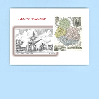 Cartes Postales impression Noir avec dpartement sur la ville de LADOIX SERRIGNY Titre : eglise