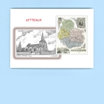 Cartes Postales impression Noir avec dpartement sur la ville de VITTEAUX Titre : eglise
