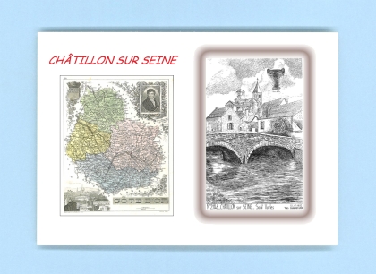 Cartes Postales impression Noir avec dpartement sur la ville de CHATILLON SUR SEINE Titre : st vorles et vase de vix