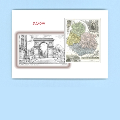Cartes Postales impression Noir avec dpartement sur la ville de DIJON Titre : porte guillaume
