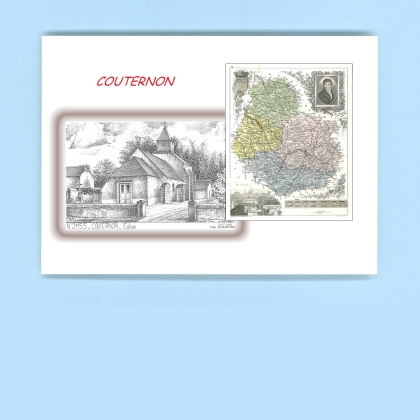 Cartes Postales impression Noir avec dpartement sur la ville de COUTERNON Titre : eglise
