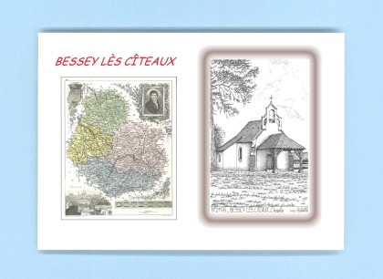 Cartes Postales impression Noir avec dpartement sur la ville de BESSEY LES CITEAUX Titre : chapelle