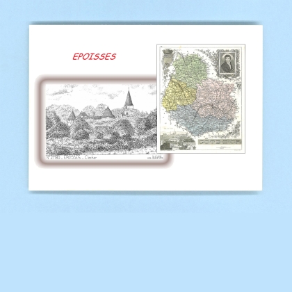 Cartes Postales impression Noir avec dpartement sur la ville de EPOISSES Titre : clocher
