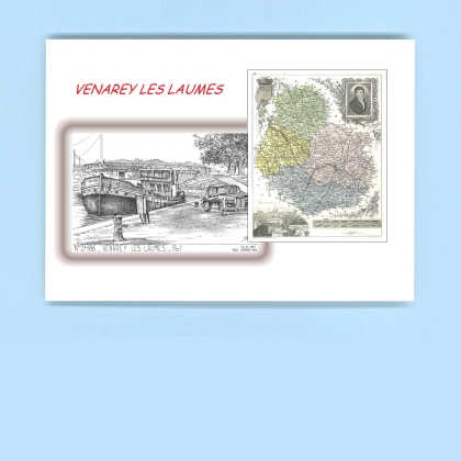 Cartes Postales impression Noir avec dpartement sur la ville de VENAREY LES LAUMES Titre : port