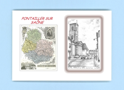 Cartes Postales impression Noir avec dpartement sur la ville de PONTAILLER SUR SAONE Titre : eglise st maurice