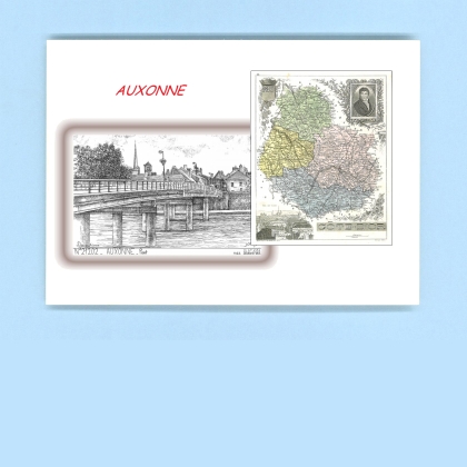 Cartes Postales impression Noir avec dpartement sur la ville de AUXONNE Titre : pont