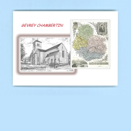 Cartes Postales impression Noir avec dpartement sur la ville de GEVREY CHAMBERTIN Titre : eglise