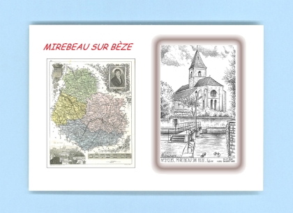 Cartes Postales impression Noir avec dpartement sur la ville de MIREBEAU SUR BEZE Titre : eglise