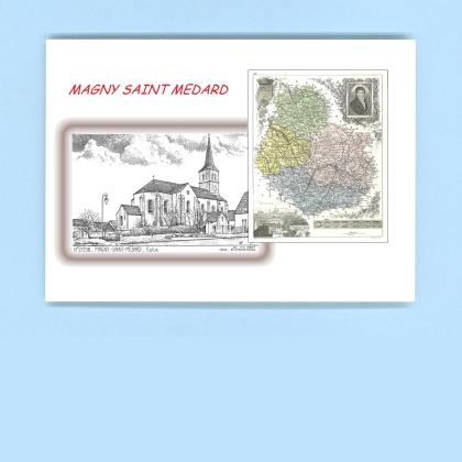 Cartes Postales impression Noir avec dpartement sur la ville de MAGNY ST MEDARD Titre : eglise