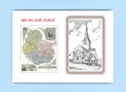Cartes Postales impression Noir avec dpartement sur la ville de BELAN SUR OURCE Titre : eglise