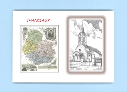 Cartes Postales impression Noir avec dpartement sur la ville de CHANCEAUX Titre : eglise