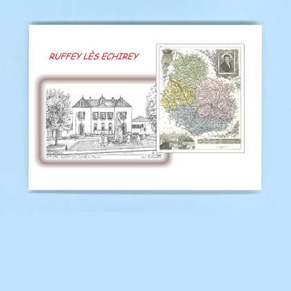 Cartes Postales impression Noir avec dpartement sur la ville de RUFFEY LES ECHIREY Titre : mairie