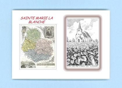 Cartes Postales impression Noir avec dpartement sur la ville de STE MARIE LA BLANCHE Titre : eglise