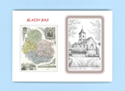 Cartes Postales impression Noir avec dpartement sur la ville de BLAISY BAS Titre : eglise
