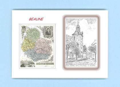 Cartes Postales impression Noir avec dpartement sur la ville de BEAUNE Titre : beffroi et place monge