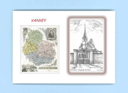 Cartes Postales impression Noir avec dpartement sur la ville de VANVEY Titre : chapelle st phal