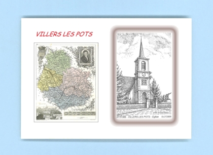Cartes Postales impression Noir avec dpartement sur la ville de VILLERS LES POTS Titre : eglise