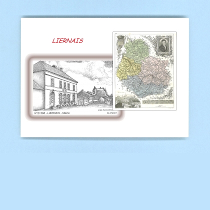 Cartes Postales impression Noir avec dpartement sur la ville de LIERNAIS Titre : mairie