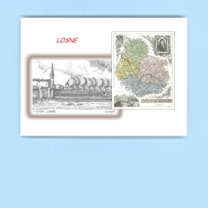 Cartes Postales impression Noir avec dpartement sur la ville de LOSNE Titre : vue