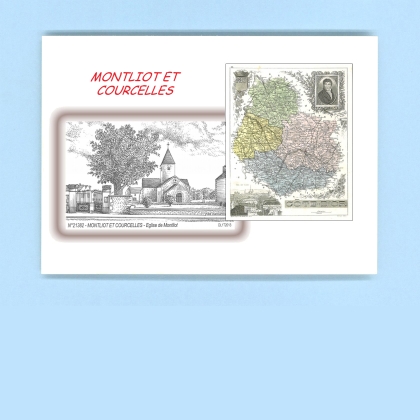 Cartes Postales impression Noir avec dpartement sur la ville de MONTLIOT ET COURCELLES Titre : eglise de montliot