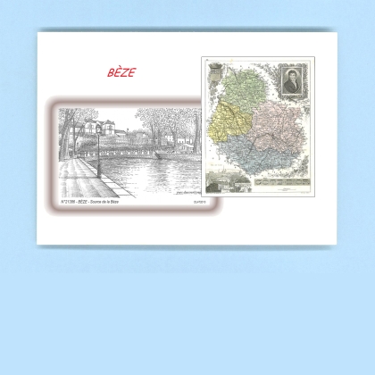 Cartes Postales impression Noir avec dpartement sur la ville de BEZE Titre : source