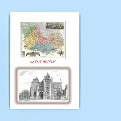 Cartes Postales impression Noir avec dpartement sur la ville de ST BRIEUC Titre : st etienne