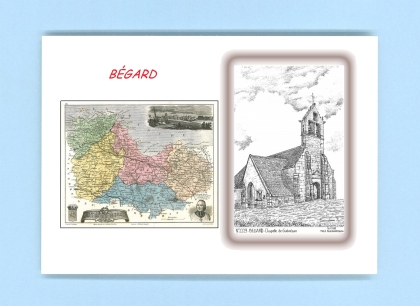 Cartes Postales impression Noir avec dpartement sur la ville de BEGARD Titre : chapelle de guenezan