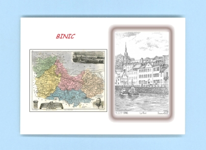 Cartes Postales impression Noir avec dpartement sur la ville de BINIC Titre : port