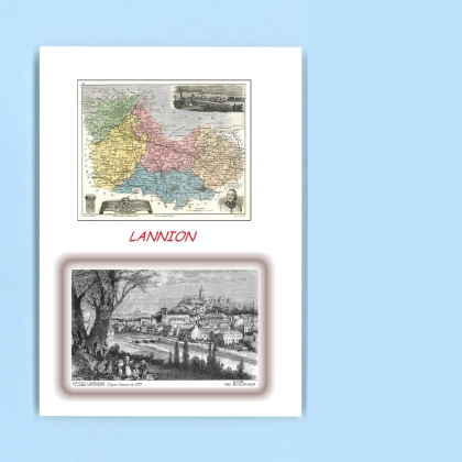 Cartes Postales impression Noir avec dpartement sur la ville de LANNION Titre : vue