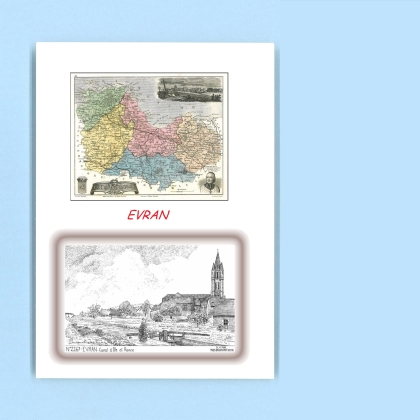 Cartes Postales impression Noir avec dpartement sur la ville de EVRAN Titre : canal d ille et rance