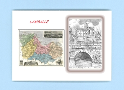 Cartes Postales impression Noir avec dpartement sur la ville de LAMBALLE Titre : eglise notre dame