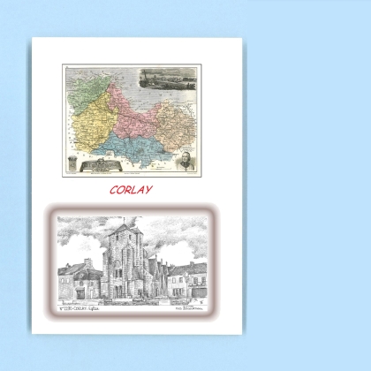 Cartes Postales impression Noir avec dpartement sur la ville de CORLAY Titre : eglise