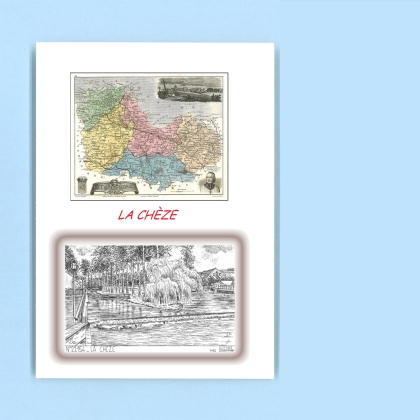 Cartes Postales impression Noir avec dpartement sur la ville de LA CHEZE Titre : vue