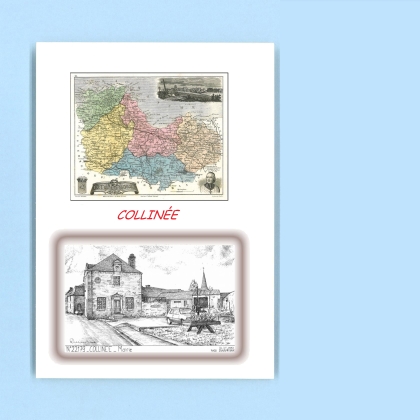 Cartes Postales impression Noir avec dpartement sur la ville de COLLINEE Titre : mairie