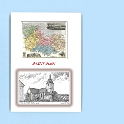 Cartes Postales impression Noir avec dpartement sur la ville de ST GLEN Titre : eglise
