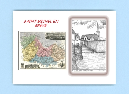 Cartes Postales impression Noir avec dpartement sur la ville de ST MICHEL EN GREVE Titre : vue