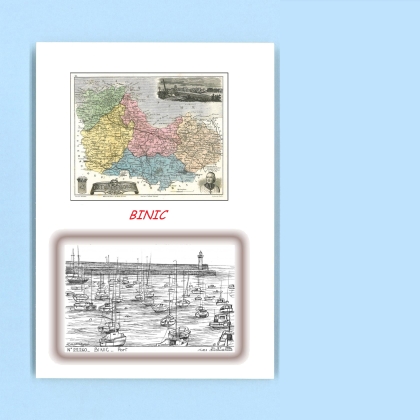 Cartes Postales impression Noir avec dpartement sur la ville de BINIC Titre : port