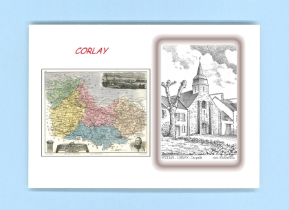 Cartes Postales impression Noir avec dpartement sur la ville de CORLAY Titre : chapelle