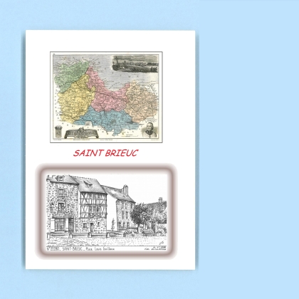 Cartes Postales impression Noir avec dpartement sur la ville de ST BRIEUC Titre : place louis guilloux
