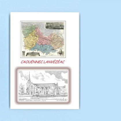 Cartes Postales impression Noir avec dpartement sur la ville de CAOUENNEC LANVEZEAC Titre : eglise