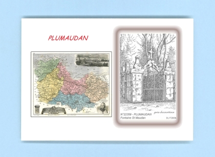 Cartes Postales impression Noir avec dpartement sur la ville de PLUMAUDAN Titre : fontaine st maudan