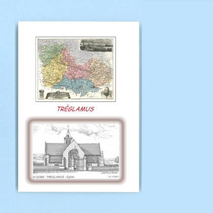 Cartes Postales impression Noir avec dpartement sur la ville de TREGLAMUS Titre : eglise
